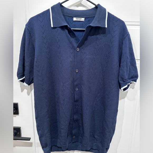 Coofandy Other - Coofandy Men's Knit Navy Short Sleeve Button-Down Polo